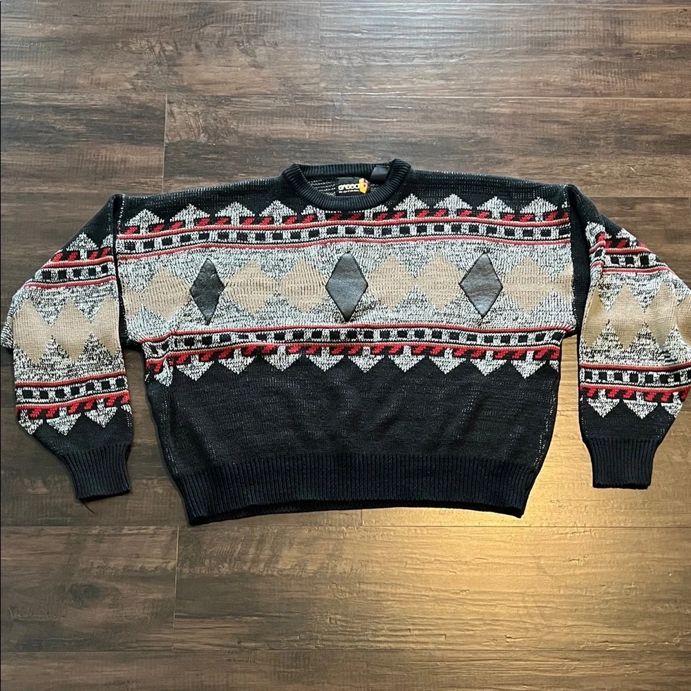 Vintage Sasson Black and Red Crewneck Sweater - Picture 1 of 3